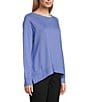 Color:Persian Jewel Purple - Image 3 - Long Sleeve Knit Crew Neck Ribbed Hem Pullover Top