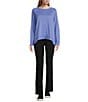 Color:Persian Jewel Purple - Image 4 - Long Sleeve Knit Crew Neck Ribbed Hem Pullover Top
