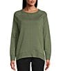 Color:Dusty Olive - Image 1 - Long Sleeve Knit Crew Neck Ribbed Hem Pullover Top