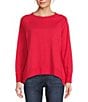 Color:Tomato Puree - Image 1 - Long Sleeve Knit Crew Neck Ribbed Hem Pullover Top