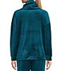 Color:Deep Lagoon - Image 2 - Double Plush Velour Long Sleeve Scrunch Funnel Neck Pullover