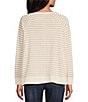 Color:Fossil ticking stripe - Image 2 - Long Sleeve Stripe Knit Pullover Top
