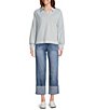 Westbound Long Sleeve V-Neck Collared Knit Top - Image 3