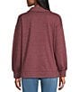 Westbound Long Sleeve V-Neck Collared Knit Top, Color:Burgundy - Image 2