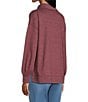 Westbound Long Sleeve V-Neck Collared Knit Top, Color:Burgundy - Image 4
