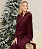 Color:Beet Red - Image 5 - Long Sleeve Zip Front Pocketed Velour Hoodie