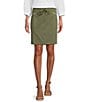 Color:Dusty Olive - Image 1 - Mid Rise Drawstring Sheath Skirt