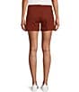 Color:Brandy Brown - Image 2 - Mid Rise Elastic Waist Relaxed Fit Flat Front Pocketed Pull-On Short