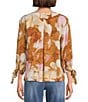 Westbound Mocha Autumn Blur 3/4 Tie Sleeve Top, Color:Mocha Autumn Blur - Image 2
