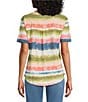 Westbound Multi Textured Rainbow Print Short Sleeve Crew Neck Top - Image 2