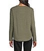 Westbound Olive Stripe Long Sleeve Crew Neck Pullover, Color:Olive Stripe - Image 2
