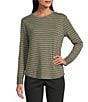 Westbound Olive Stripe Long Sleeve Crew Neck Pullover, Color:Olive Stripe - Image 1