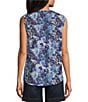 Color:Oversized Floral - Image 2 - Oversized Floral Print Woven Sleeveless Button Front Blouse