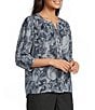 Westbound Paisley Swirl 3/4 sleeve Button Front Top - Image 1
