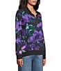 Westbound Petite Acai Brush Floral Long Sleeve Quarter Zip Pullover, Color:Acai Brush Floral - Image 3