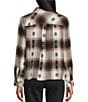 Westbound Petite Long Sleeve Y-Neck Button Front Top, Color:Mocha Plaid - Image 2