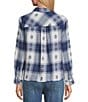 Westbound Petite Long Sleeve Y-Neck Button Front Top, Color:Twilight Plaid - Image 2