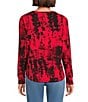 Westbound Petite Red Black Splatter Long Sleeve Crew Neck Pullover, Color:Red/Black Dotted Splatter - Image 2
