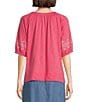 Color:Fruit Dove Pink - Image 2 - Petite Size 3/4 Puff Sleeve V-Neck Top