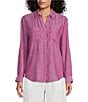 Westbound Petite Size 3/4 Roll-Tab Sleeve Point Collar Y-Neck Button Front Shirt, Color:Vivid Viola - Image 3
