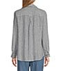Westbound Petite Size 3/4 Roll-Tab Sleeve Point Collar Y-Neck Button Front Top, Color:Spring Stripe - Image 4