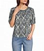 Westbound Petite Size 3/4 Sleeve Crew Neck Knit Top - Image 1