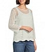Westbound Petite Size 3/4 Sleeve Crochet Top - Image 1