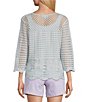 Westbound Petite Size 3/4 Sleeve Crochet Top - Image 2