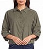 Westbound Petite Size 3/4 Sleeve Rolled Sleeve Button Front Top - Image 1