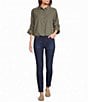 Westbound Petite Size 3/4 Sleeve Rolled Sleeve Button Front Top - Image 3