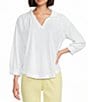 Westbound Petite Size 3/4 Sleeve V Neck Collared Slub Knit Top - Image 4