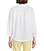 Westbound Petite Size 3/4 Sleeve V Neck Collared Slub Knit Top - Image 5