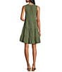 Westbound Petite Size Button Front Henley Neckline Sleeveless Tiered A-Line Dress, Color:Dusty Olive - Image 2