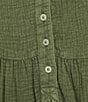Westbound Petite Size Button Front Henley Neckline Sleeveless Tiered A-Line Dress, Color:Dusty Olive - Image 3