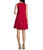 Westbound Petite Size Button Front Henley Neckline Sleeveless Tiered A-Line Dress, Color:Persian Red - Image 2
