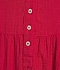 Westbound Petite Size Button Front Henley Neckline Sleeveless Tiered A-Line Dress, Color:Persian Red - Image 3