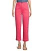 Color:Fruit Dove Pink - Image 1 - Petite Size CHINO Crop High Rise Slim Straight Leg Pants