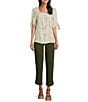 Color:Olive Grove - Image 3 - Petite Size CHINO Crop High Rise Slim Straight Leg Pants