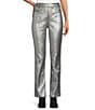 Westbound Petite Size Coated Silver High Rise Patch Pocket Straight Leg Pull-On Pants - Image 1
