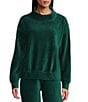 Westbound Petite Size Velour Rib Coordinating Long Sleeve Funnel Neck Top, Color:Rain Forest - Image 1