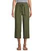 Color:Olive - Image 1 - Petite Size Crop High Rise Pull-On Utility Pant