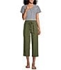Color:Olive - Image 3 - Petite Size Crop High Rise Pull-On Utility Pant
