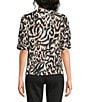 Westbound Petite Size Elbow Sleeve Y-Neck Button Front Top - Image 2