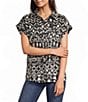 Westbound Petite Size Ikat Stripe Print Button Front Tie Hem Top - Image 1