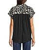 Westbound Petite Size Ikat Stripe Print Button Front Tie Hem Top - Image 2