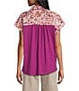 Westbound Petite Size Ikat Stripe Print Button Front Tie Hem Top - Image 2