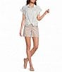 Westbound Petite Size Ikat Stripe Print Button Front Tie Hem Top - Image 3