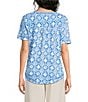 Westbound Size Indigo Tile Slub Knit Short Sleeve Crew Neck Top - Image 2
