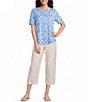 Westbound Size Indigo Tile Slub Knit Short Sleeve Crew Neck Top - Image 3
