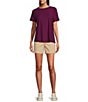 Color:Plum Caspia - Image 3 - Petite Size Short Sleeve Solid Knit Tee Shirt